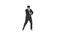 Very cool young dancing businessman on white background.