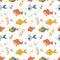 very cute fish clipart seamless pattern. tile