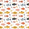 very cute fish clipart seamless pattern. tile