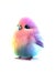 Very Cute fluffy baby bird on grey background, AI-generated
