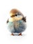 Very Cute fluffy baby bird on white background, AI-generated