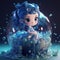 A very cute Magical Girl of water element wind generative AI