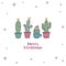 Very cute tiny Christmas greeting card with cactuses