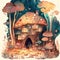very cute and Whimsical house in a fantasy forest. Generative AI