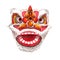 Very Detailed and Beautiful White and Red Chinese Barongsai Head Clip Art Ornaments Decoration Made With Watercolor