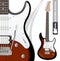 Very detailed illustration of a black and brown electric guitar