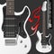 Very detailed illustration of black and white electric guitar