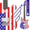 Very detailed illustration of an electric guitar with elements of the flag of the United States of America