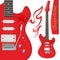 Very detailed illustration of a six-string electric guitar red color