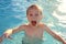 Very Excited Child Swimming in Pool