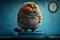 Very fat cat is weighed on the scales. Concept of overeating, obesity and diet. Funny pet. Created with Generative AI