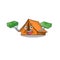 Very happy camping tent Scroll character with money on hands