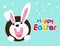 Very Happy Easter,bunny and egg with color background