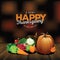 Very happy Thanksgiving on wood with blurred background