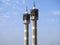 a very high tall minarets of a mosque at the river Nile bank with a beautiful design and shape, Masjid mosque is a religious place