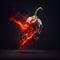 Very hot ghost pepper isolated on black background. 3d illustration Generative AI illustration