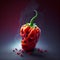 Very hot ghost pepper isolated on black background. 3d illustration Generative AI illustration