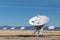 Very Large Array arrangement of radio telescope dishes in the desert, winter, science and technology