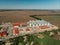 Very large grain elevator filmed from a bird`s eye view