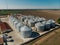 Very large grain elevator filmed from a bird`s eye view