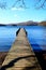 Very long wooden symetrical beautiful wooden jetty, jutting out