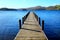 Very long wooden symetrical beautiful wooden jetty, jutting out