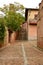 Very Narrow Streets Of A Quaint Village With Its Black Slate Roofs In Madriguera. Architecture Vacation Travel Rural Life.