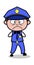 Very Nervous - Retro Cop Policeman Vector Illustration