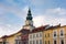 The very old buildings of Arcibiskupsky zamek Bishop chateaux at Velke namesti Big town square in Kromeriz, Czechia