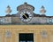 Very old clock and massive ornaments on the roof of Belvedere Castle, Vienna, Austria