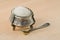 Very old silver saltcellar with spoon