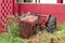 Very old tractor in field,top view of old tractor in farm