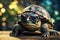 Very old turtle with bad eyesight wearing glasses. ai generative