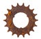 Very rusted vintage gearwheel isloated on white background