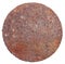 Very rusty round vintage iron sewer damper isolated