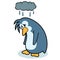 Very sad cartoon penguin