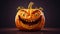 Very scary 3d Halloween pumpkins. Pumpkins 3d character. Holiday Halloween banner with pumpkin.