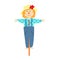 A very silly and charming garden scarecrow on a stick in a cartoon children\\\'s flat style.