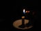 Very Simple Conceptual Photo, Man Right Hand Firing White Flaming Candle at black background for your element design