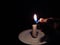 Very Simple Conceptual Photo, Man`s Right Hand Firing White Flaming Candle at black background for your element design