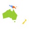 Very simplified infographical political map of Australia and Oceania. Simple geometric vector illustration