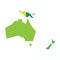 Very simplified infographical political map of Australia and Oceania. Simple geometric vector illustration