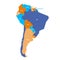 Very simplified infographical political map of South America. Simple geometric vector illustration