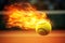 very speedy tennis ball in fire, AI generated