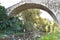 Very well preserved antic stone bridge from roman empire, above the river Nahr Ibrahim now inhabited by morons