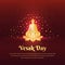 Vesak day background with silhouette of lord buddha and sparkling light and glitter glow effect