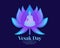 Vesak day banner with  buddha in Purple blue Lotus sign vector design