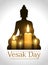 Vesak day banner with candle light for remember the Lord Buddha in buddha sign frame vector design