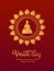 Vesak day banner card with Gold Buddha sign in Lotus circle frame vector design