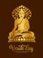 Vesak day banner with Gold paper cut buddha Meditate on lotus and Bodhi tree around haed sign vector design